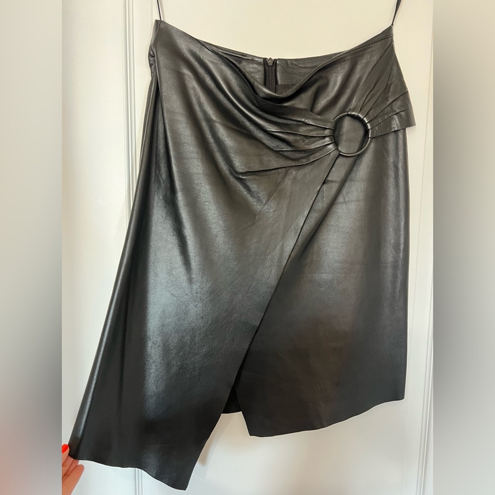 Mango Black Asymmetrical Leather Skirt
